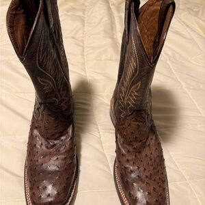 Men's Brown Leather Western Boots. Like new. Barely worn. Ostrich quill.